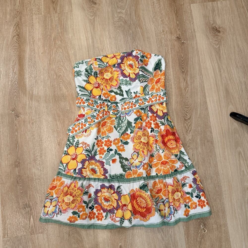 Joie Strapless Dress Women’s Size M 10 Colorful Floral Cruise Vacation Boho - Picture 9 of 15